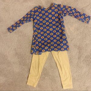 Tara Collection Floral Top/Striped Leggings Set